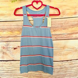 Universal Thread Blue Striped Ribbed Raceback Cotton Blend Tank Top M NWT